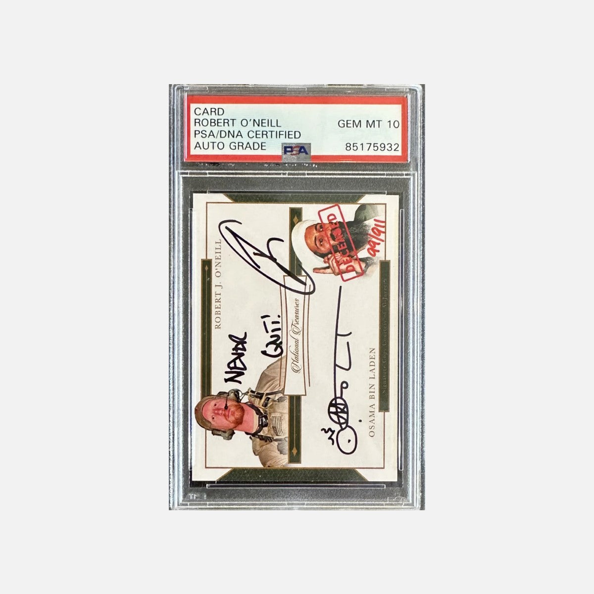 Robert O'Neill/OBL Signed Limited Edition /911 National Treasures Dual Card