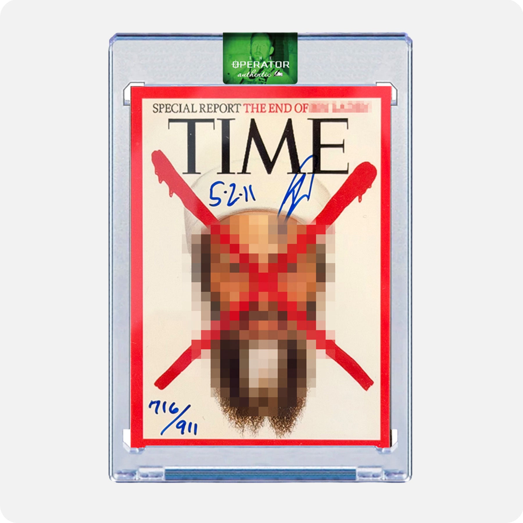 Robert O'Neill Signed Limited Edition /911 TIME Magazine Card (SENSITIVE PARTS OF IMAGE HAVE BEEN TEMPORARILY BLURRED OUT)