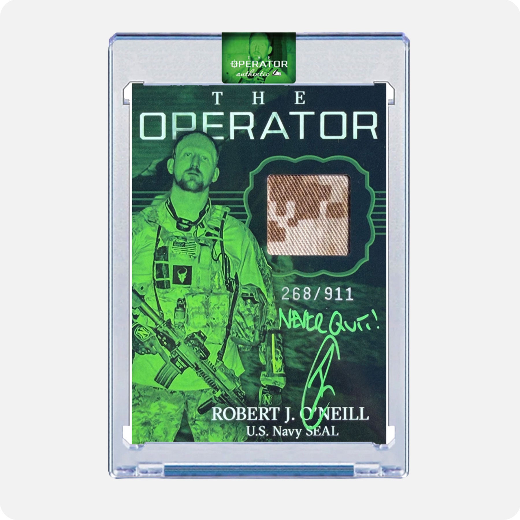 Robert O'Neill Signed Limited Edition /911 Worn Navy SEAL Relic Card