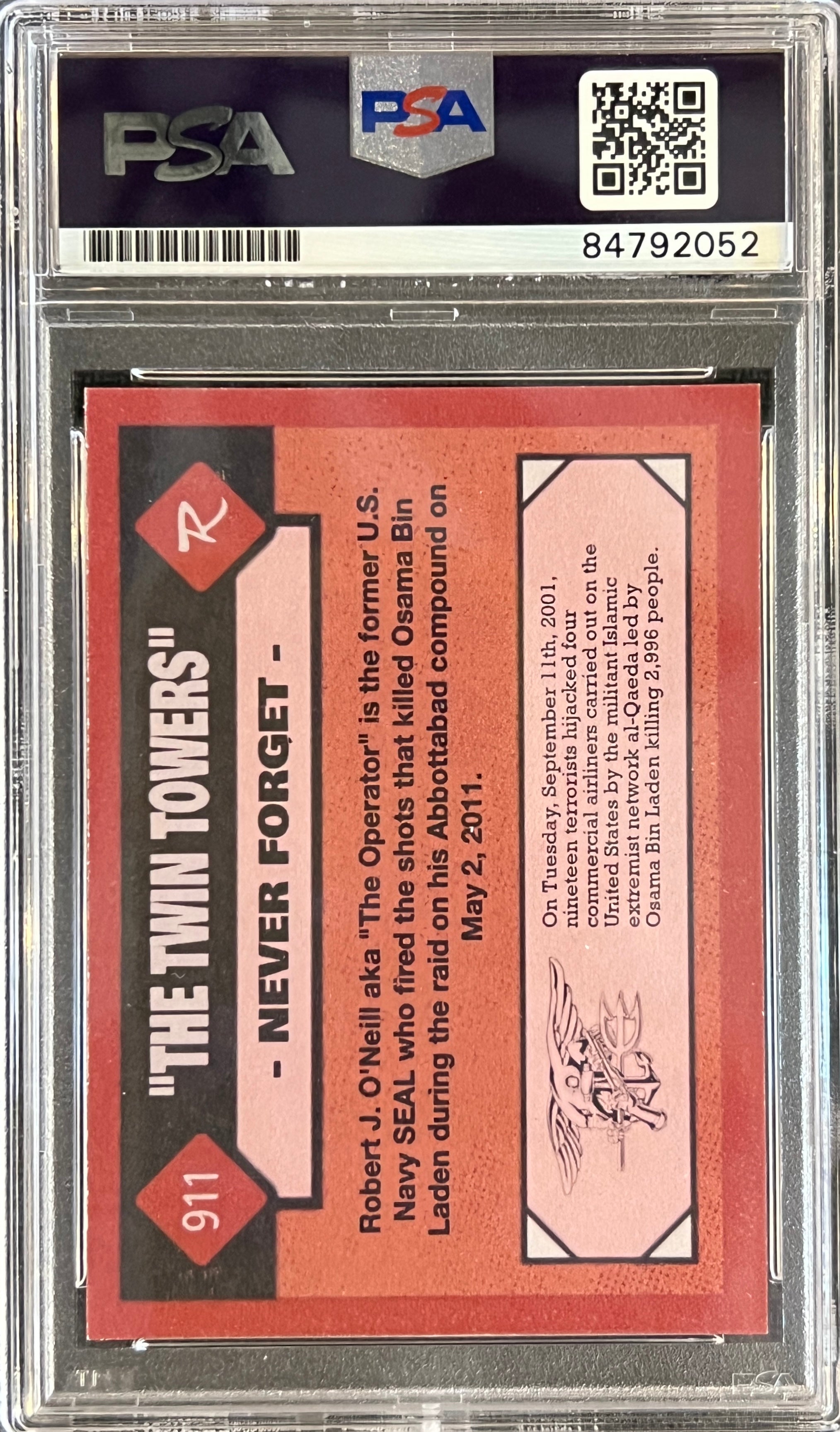 Robert O'Neill Signed Limited Edition /911 "Twin Towers Hit" Card