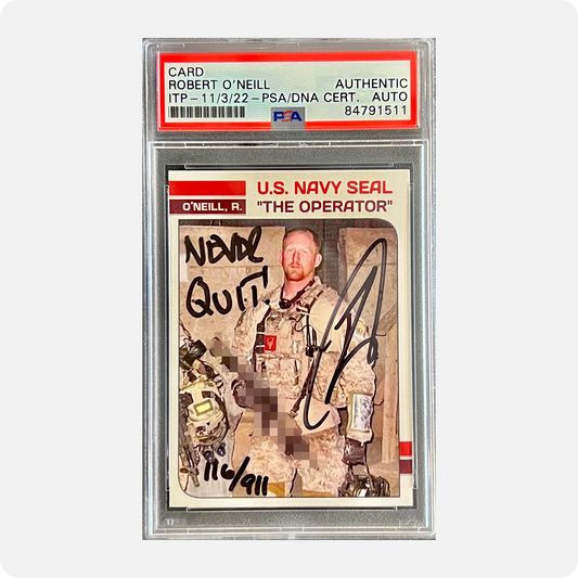 Robert O’Neill Signed Limited Edition /911 Rookie Card (SENSITIVE PARTS OF IMAGE HAVE BEEN TEMPORARILY BLURRED OUT)