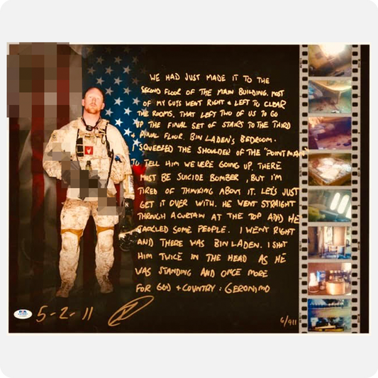 Robert O’Neill Signed Limited Edition /911 “OBL Raid Story” 16x20 Photo (SENSITIVE PARTS OF IMAGE HAVE BEEN TEMPORARILY BLURRED OUT)
