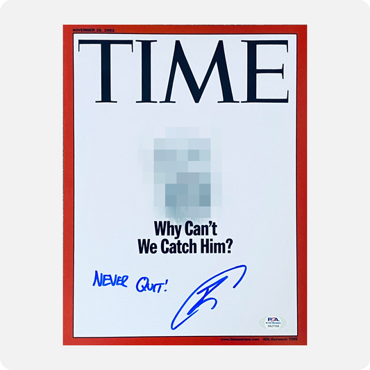 Robert O’Neill Signed “Why Can’t We Catch Him” TIME Magazine Cover (SENSITIVE PARTS OF IMAGE HAVE BEEN TEMPORARILY BLURRED OUT)