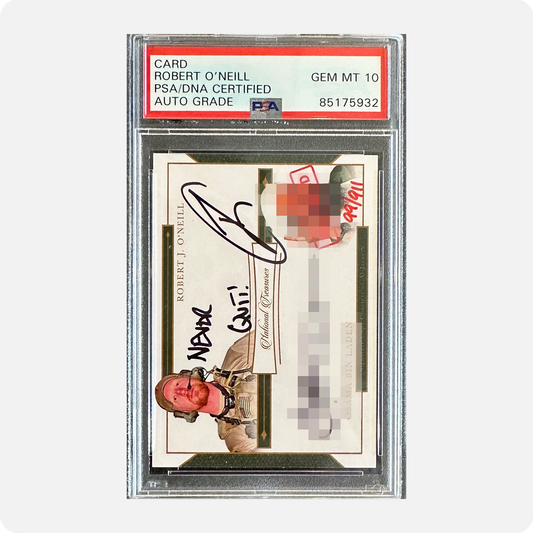 Robert O’Neill/OBL Signed Limited Edition /911 National Treasures Trading Card (SENSITIVE PARTS OF IMAGE HAVE BEEN TEMPORARILY BLURRED OUT)