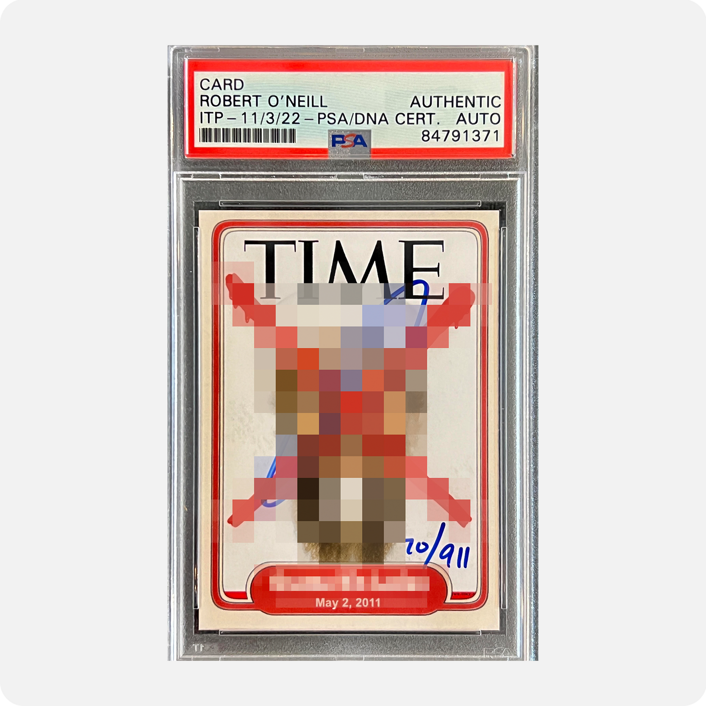 Robert O’Neill Signed Limited Edition /911 OBL TIME Magazine Trading Card (SENSITIVE PARTS OF IMAGE HAVE BEEN TEMPORARILY BLURRED OUT)