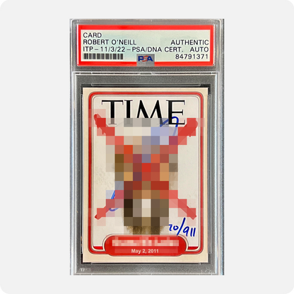 Robert O’Neill Signed Limited Edition /911 OBL TIME Magazine Trading Card (SENSITIVE PARTS OF IMAGE HAVE BEEN TEMPORARILY BLURRED OUT)