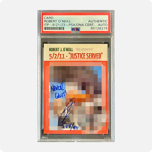 Robert O’Neill Signed Limited Edition /911 “Twin Towers Hit” Trading Card (SENSITIVE PARTS OF IMAGE HAVE BEEN TEMPORARILY BLURRED OUT)