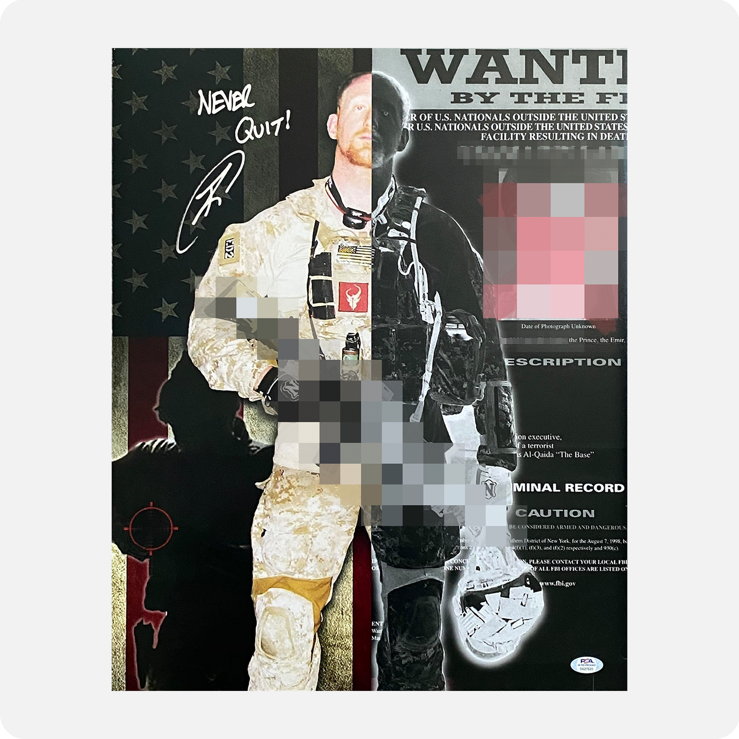 Robert O’Neill Signed “The Operator” 16x20 Photo (SENSITIVE PARTS OF IMAGE HAVE BEEN TEMPORARILY BLURRED OUT)
