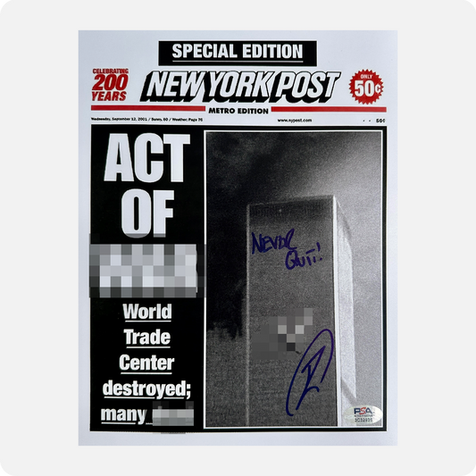 Robert O'Neill Signed “9/11" New York Post Newspaper Cover (SENSITIVE PARTS OF IMAGE HAVE BEEN TEMPORARILY BLURRED OUT)