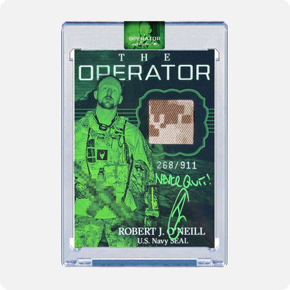 Robert O'Neill Signed Limited Edition /911 Worn Navy SEAL Relic Card (SENSITIVE PARTS OF IMAGE HAVE BEEN TEMPORARILY BLURRED OUT)