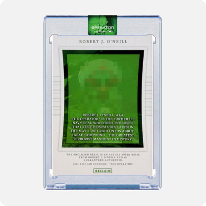 Robert O'Neill Signed Limited Edition /911 Worn Navy SEAL Relic Card (SENSITIVE PARTS OF IMAGE HAVE BEEN TEMPORARILY BLURRED OUT)