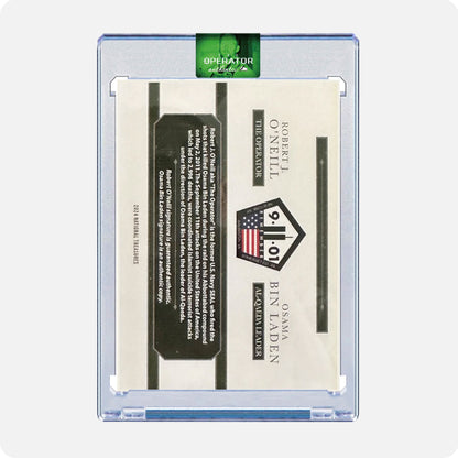 Robert O'Neill/Osama Bin Laden Signed Limited Edition /911 National Treasures Card (SENSITIVE PARTS OF IMAGE HAVE BEEN TEMPORARILY BLURRED OUT)