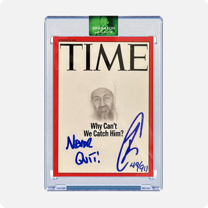 Robert O'Neill Signed Limited Edition /911 "Why Can’t We Catch Him" TIME Magazine Card