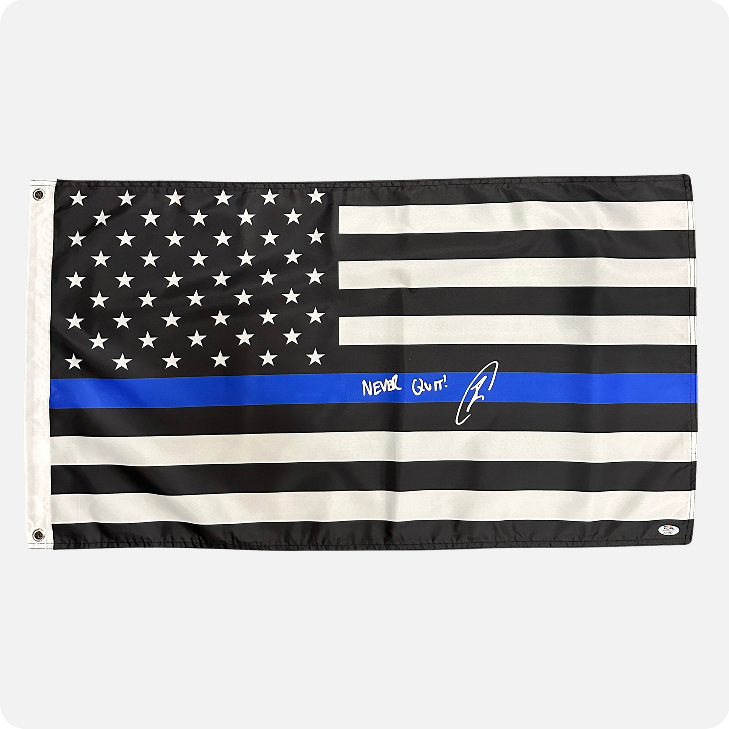 Robert O'Neill Signed 18x30 "Thin Blue Line" Flag
