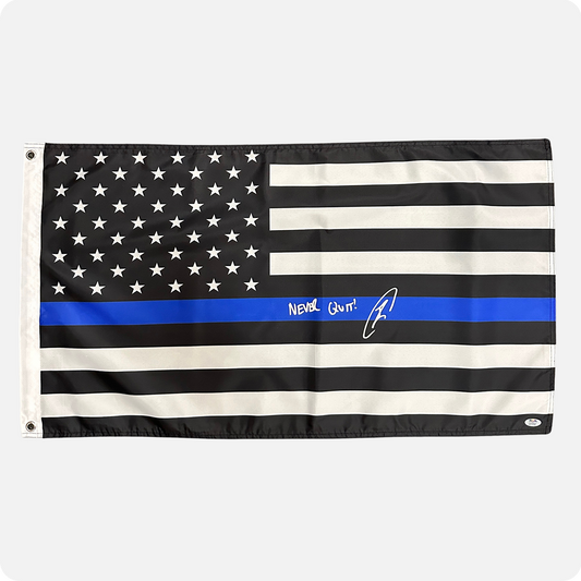 Robert O'Neill Signed 18x30 "Thin Blue Line" Flag