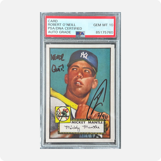Robert O'Neill Signed 1952 Topps Mickey Mantle Reprint Rookie Card