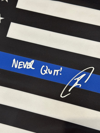 Robert O'Neill Signed 18x30 "Thin Blue Line" Flag